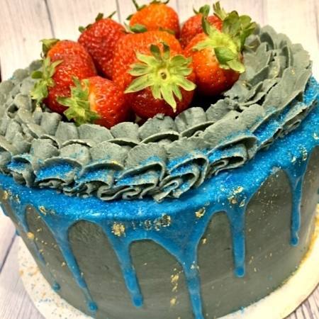 cake with strawberries on top