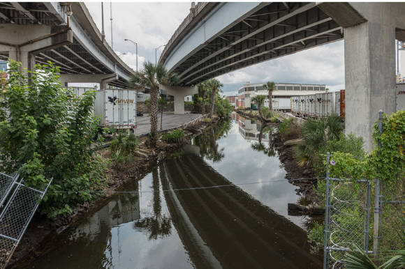 creek running through the middle of a city