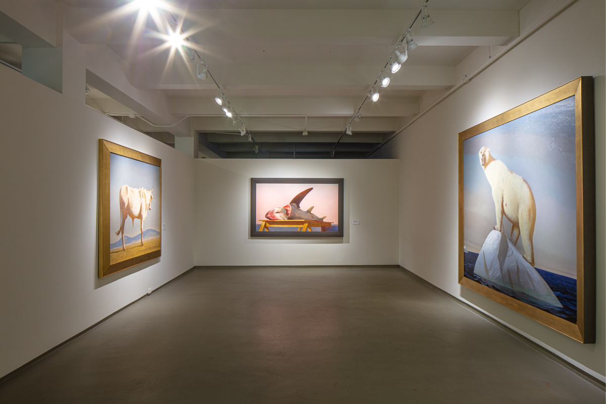 installation image of the exhibition Bo Bartlett: Earthly Matters